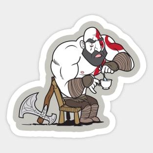 Kratos Enyoying Tea / Coffee Sticker